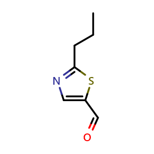 Chemical structure of 2-Propyl-1,3-thiazole-5-carbaldehyde , CAS 60587-86-2, AChemBlock X199353