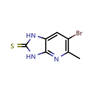 Chemical structure of 6-bromo-5-methyl-1,3-dihydro-2H-imidazo[4,5-b]pyridine-2-thione , CAS 104685-80-5, AChemBlock X199357