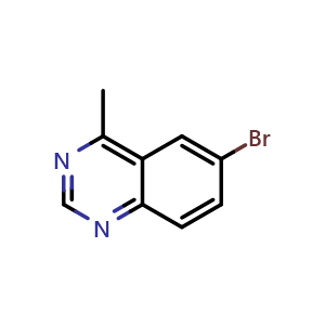 Chemical structure of 6-Bromo-4-methylquinazoline , CAS 69674-27-7, AChemBlock X199372