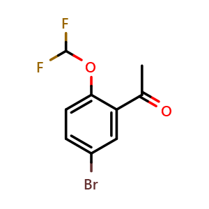 Chemical structure of 1-[5-bromo-2-(difluoromethoxy)phenyl]ethan-1-one , CAS 1215994-75-4, AChemBlock X199374