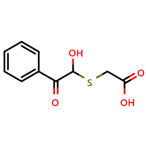 Chemical structure of 2-[(1-hydroxy-2-oxo-2-phenylethyl)sulfanyl]acetic acid , CAS 37510-29-5, AChemBlock X199381