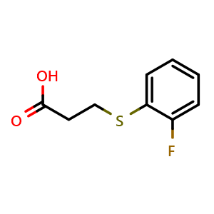 Chemical structure of 3-[(2-fluorophenyl)sulfanyl]propanoic acid , CAS 21243-09-4, AChemBlock X199383