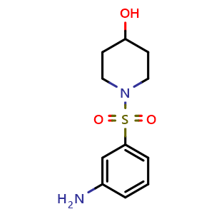 Chemical structure of 1-(3-Aminobenzenesulfonyl)piperidin-4-ol , CAS 873537-44-1, AChemBlock X199394