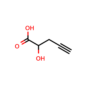 Chemical structure of 2-Hydroxypent-4-ynoic acid , CAS 1013026-68-0, AChemBlock X199405