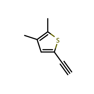 Chemical structure of 5-Ethynyl-2,3-dimethylthiophene , CAS 1057670-09-3, AChemBlock X199419