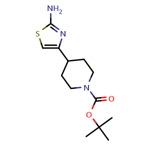 Chemical structure of Tert-butyl 4-(2-amino-1,3-thiazol-4-yl)piperidine-1-carboxylate , CAS 690261-84-8, AChemBlock X199428
