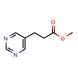 Chemical structure of Methyl 3-(pyrimidin-5-yl)propanoate , CAS 224776-16-3, AChemBlock X199429