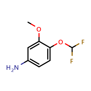 Chemical structure of 4-(Difluoromethoxy)-3-methoxyaniline , CAS 832739-34-1, AChemBlock X199443