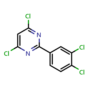 Chemical structure of 4,6-Dichloro-2-(3,4-dichlorophenyl)pyrimidine , CAS 21139-62-8, AChemBlock X199447