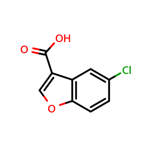 Chemical structure of 5-Chloro-1-benzofuran-3-carboxylic acid , CAS 93670-31-6, AChemBlock X199452