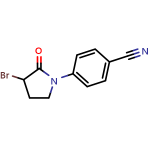Chemical structure of 4-(3-Bromo-2-oxopyrrolidin-1-yl)benzonitrile , CAS 213978-36-0, AChemBlock X199457