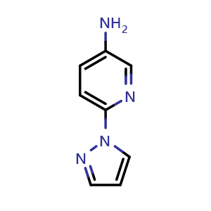 Chemical structure of 6-(1h-Pyrazol-1-yl)pyridin-3-amine , CAS 154095-29-1, AChemBlock X199466