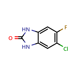 Chemical structure of 5-Chloro-6-fluoro-2,3-dihydro-1h-1,3-benzodiazol-2-one , CAS 1075753-25-1, AChemBlock X199478