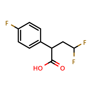 Chemical structure of 4,4-Difluoro-2-(4-fluorophenyl)butanoic acid , CAS 1538957-14-0, AChemBlock X199496