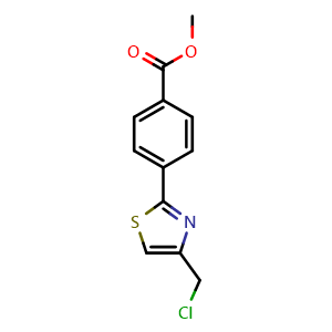 Chemical structure of Methyl 4-[4-(chloromethyl)-1,3-thiazol-2-yl]benzoate , CAS 842137-54-6, AChemBlock X199531