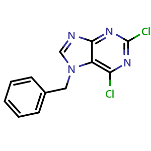 Chemical structure of 7-benzyl-2,6-dichloro-7H-purine , CAS 56025-87-7, AChemBlock X199542