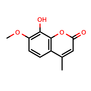 Chemical structure of 7-Methoxy-4-methyl-coumarin-8-ol , CAS 22084-94-2, AChemBlock X199543