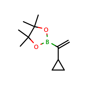 Chemical structure of 2-(1-Cyclopropylvinyl)-4,4,5,5-tetramethyl-1,3,2-dioxaborolane , CAS 1867923-49-6, AChemBlock X199550