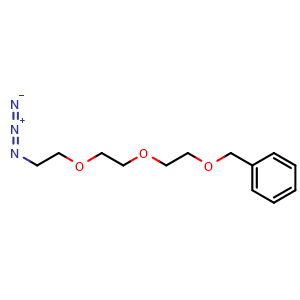 Chemical structure of ((2-(2-(2-Azidoethoxy)ethoxy)ethoxy)methyl)benzene , CAS 86770-70-9, AChemBlock X199556