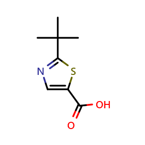 Chemical structure of 2-(tert-Butyl)thiazole-5-carboxylic acid , CAS 1012881-39-8, AChemBlock X199558
