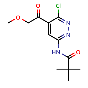 Chemical structure of N-(6-Chloro-5-(2-methoxyacetyl)pyridazin-3-yl)pivalamide , CAS 2452465-37-9, AChemBlock X199568
