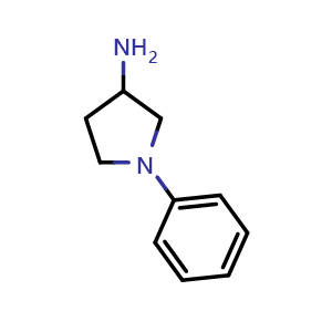 Chemical structure of 1-Phenylpyrrolidin-3-amine , CAS 18471-41-5, AChemBlock X199600