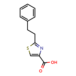 Chemical structure of 2-(2-Phenylethyl)-1,3-thiazole-4-carboxylic acid , CAS 65346-64-7, AChemBlock X199605