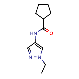Chemical structure of n-(1-Ethyl-1h-pyrazol-4-yl)cyclopentanecarboxamide , CAS 1258740-53-2, AChemBlock X199620