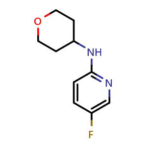 Chemical structure of 5-Fluoro-N-(oxan-4-yl)pyridin-2-amine , CAS 1248980-68-8, AChemBlock X199624