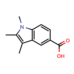Chemical structure of 1,2,3-Trimethyl-1h-indole-5-carboxylic acid , CAS 356773-97-2, AChemBlock X199641