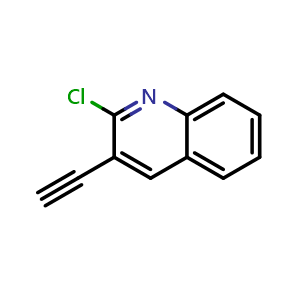 Chemical structure of 2-Chloro-3-ethynylquinoline , CAS 1000782-65-9, AChemBlock X199678