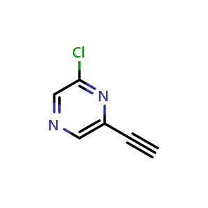 Chemical structure of 2-Chloro-6-ethynylpyrazine , CAS 1196157-03-5, AChemBlock X199679
