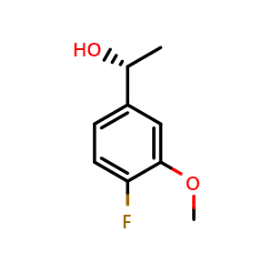 Chemical structure of (R)-1-(4-Fluoro-3-methoxyphenyl)ethan-1-ol , CAS 870849-57-3, AChemBlock X199688