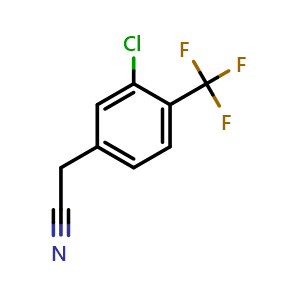 Chemical structure of 2-(3-Chloro-4-(trifluoromethyl)phenyl)acetonitrile , CAS 1000530-58-4, AChemBlock X199719