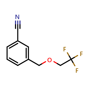 Chemical structure of 3-((2,2,2-Trifluoroethoxy)methyl)benzonitrile , CAS 1016842-93-5, AChemBlock X199731