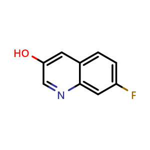 Chemical structure of 7-Fluoroquinolin-3-ol , CAS 1026622-90-1, AChemBlock X199740