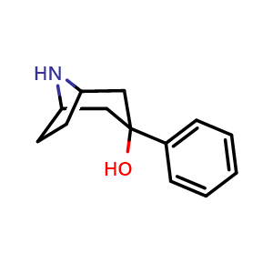 Chemical structure of 3-Phenyl-8-azabicyclo[3.2.1]octan-3-ol , CAS 37511-62-9, AChemBlock X199747