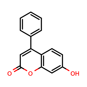 Chemical structure of 7-Hydroxy-4-phenyl-2H-chromen-2-one , CAS 2555-30-8, AChemBlock X199748