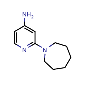 Chemical structure of 2-(Azepan-1-yl)pyridin-4-amine , CAS 1248152-10-4, AChemBlock X199771