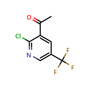Chemical structure of 1-(2-Chloro-5-(trifluoromethyl)pyridin-3-yl)ethan-1-one , CAS 944904-73-8, AChemBlock X199780
