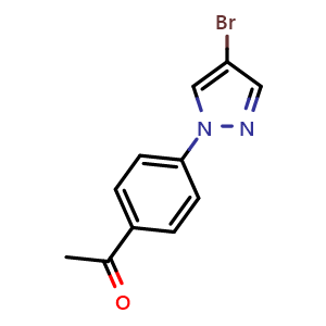 Chemical structure of 1-(4-(4-Bromo-1h-pyrazol-1-yl)phenyl)ethan-1-one , CAS 1182992-21-7, AChemBlock X199781