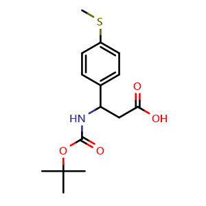 Chemical structure of 3-((Tert-butoxycarbonyl)amino)-3-(4-(methylthio)phenyl)propanoic acid , CAS 454473-83-7, AChemBlock X199801