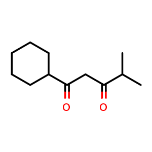 Chemical structure of 1-Cyclohexyl-4-methylpentane-1,3-dione , CAS 1341871-38-2, AChemBlock X199813