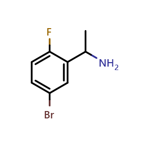 Chemical structure of 1-(5-Bromo-2-fluorophenyl)ethan-1-amine , CAS 1270585-19-7, AChemBlock X199826