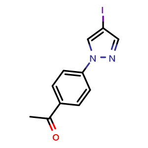 Chemical structure of 1-(4-(4-Iodo-1h-pyrazol-1-yl)phenyl)ethan-1-one , CAS 1341829-72-8, AChemBlock X199829