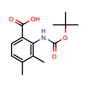 Chemical structure of 2-((Tert-butoxycarbonyl)amino)-3,4-dimethylbenzoic acid , CAS 1185295-87-7, AChemBlock X199873