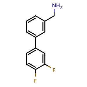 Chemical structure of (3',4'-Difluoro-[1,1'-biphenyl]-3-yl)methanamine , CAS 1184009-21-9, AChemBlock X199910