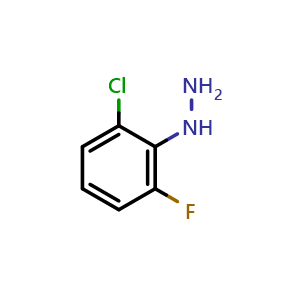 Chemical structure of (2-Chloro-6-fluorophenyl)hydrazine , CAS 175276-74-1, AChemBlock X199914