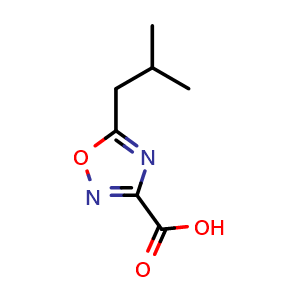 Chemical structure of 5-Isobutyl-1,2,4-oxadiazole-3-carboxylic acid , CAS 1339344-25-0, AChemBlock X199945