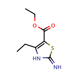 Chemical structure of Ethyl 4-ethyl-2-imino-2,3-dihydrothiazole-5-carboxylate , CAS 72850-74-9, AChemBlock X199958